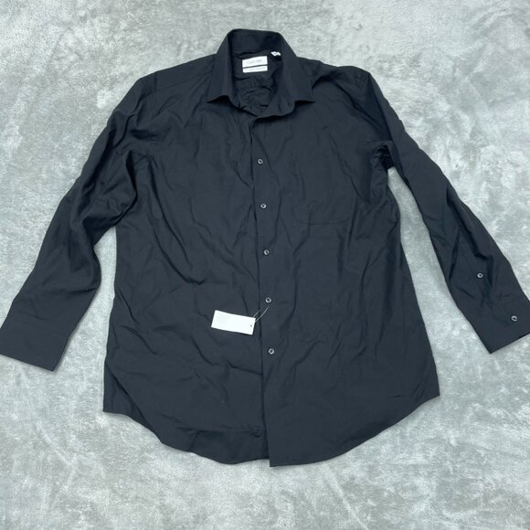 Calvin Klein Active Stretch Wicking Black Mens Dress Shirt Size L a1144 - Picture 1 of 8
